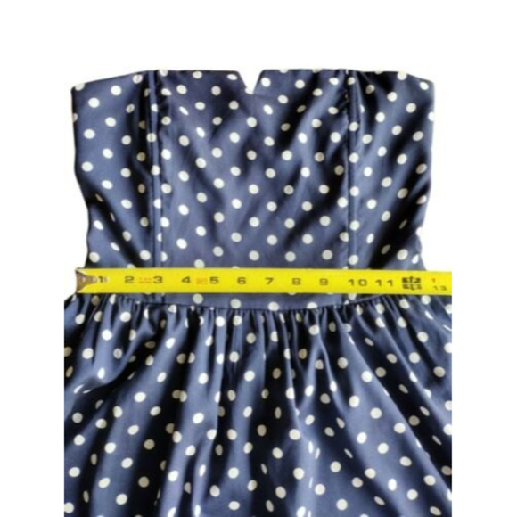 Women's Polka‎ Dot Dress Strapless Medium Blue White Myán - Picture 7 of 8